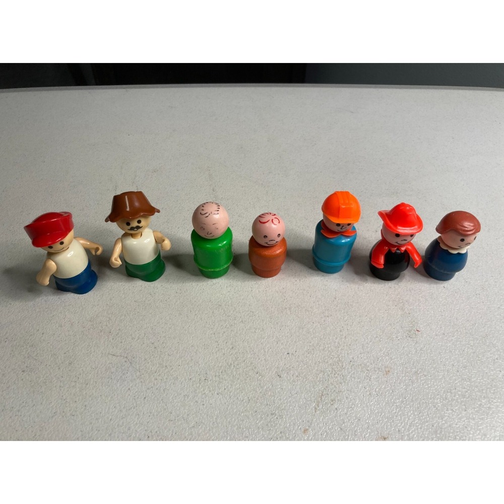 Vintage Fisher Price Little People Lot of 7 Some with Moveable Arms Bobble Heads